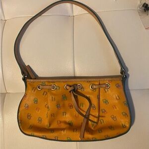 Dooney & Bourke Yellowish/ Orange & multi colored Logo Drawstring Shoulder Bag